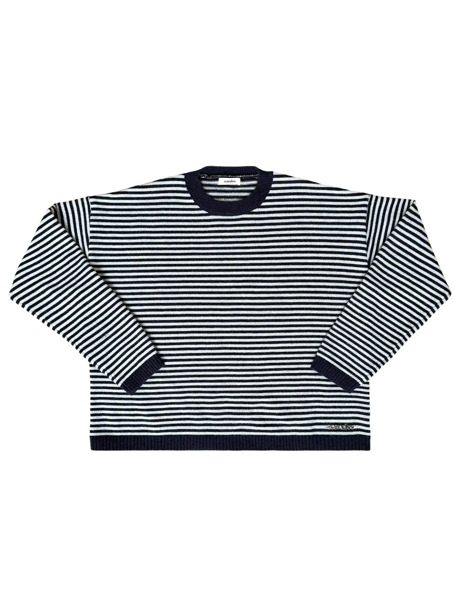 ALVA KNIT WITH SCARF IN NAVY AND GREY - Image 8