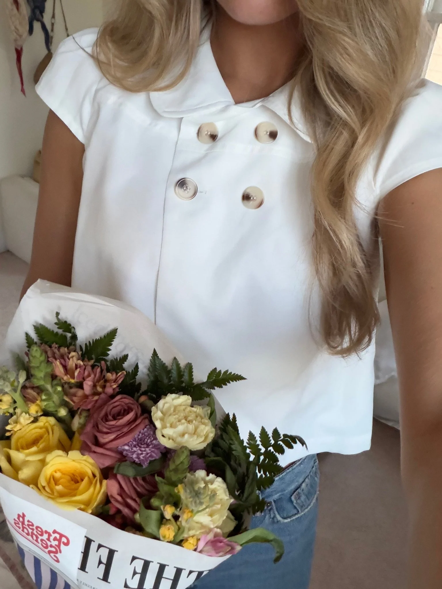 JASSIE BUTTON TOP IN WHITE - Image 11