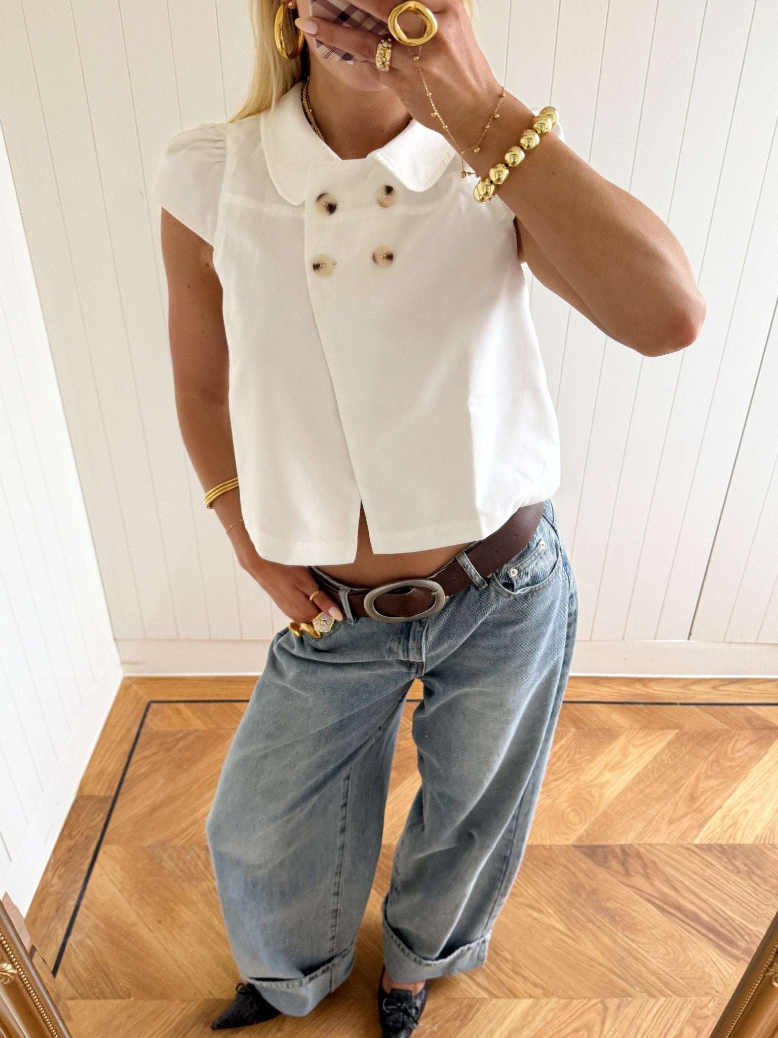 JASSIE BUTTON TOP IN WHITE - Image 7