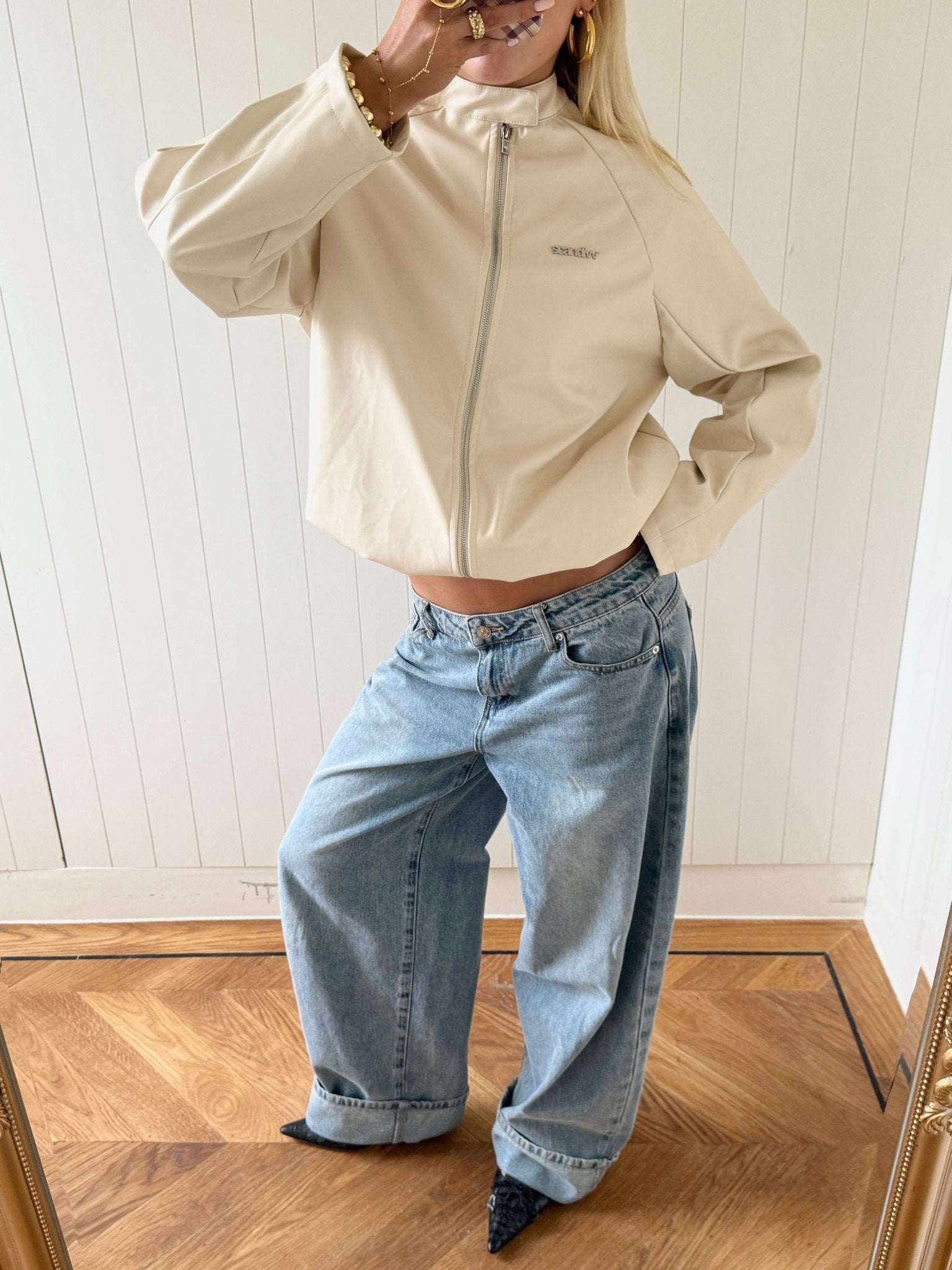 RUBI PU JACKET IN CREAM - Image 4