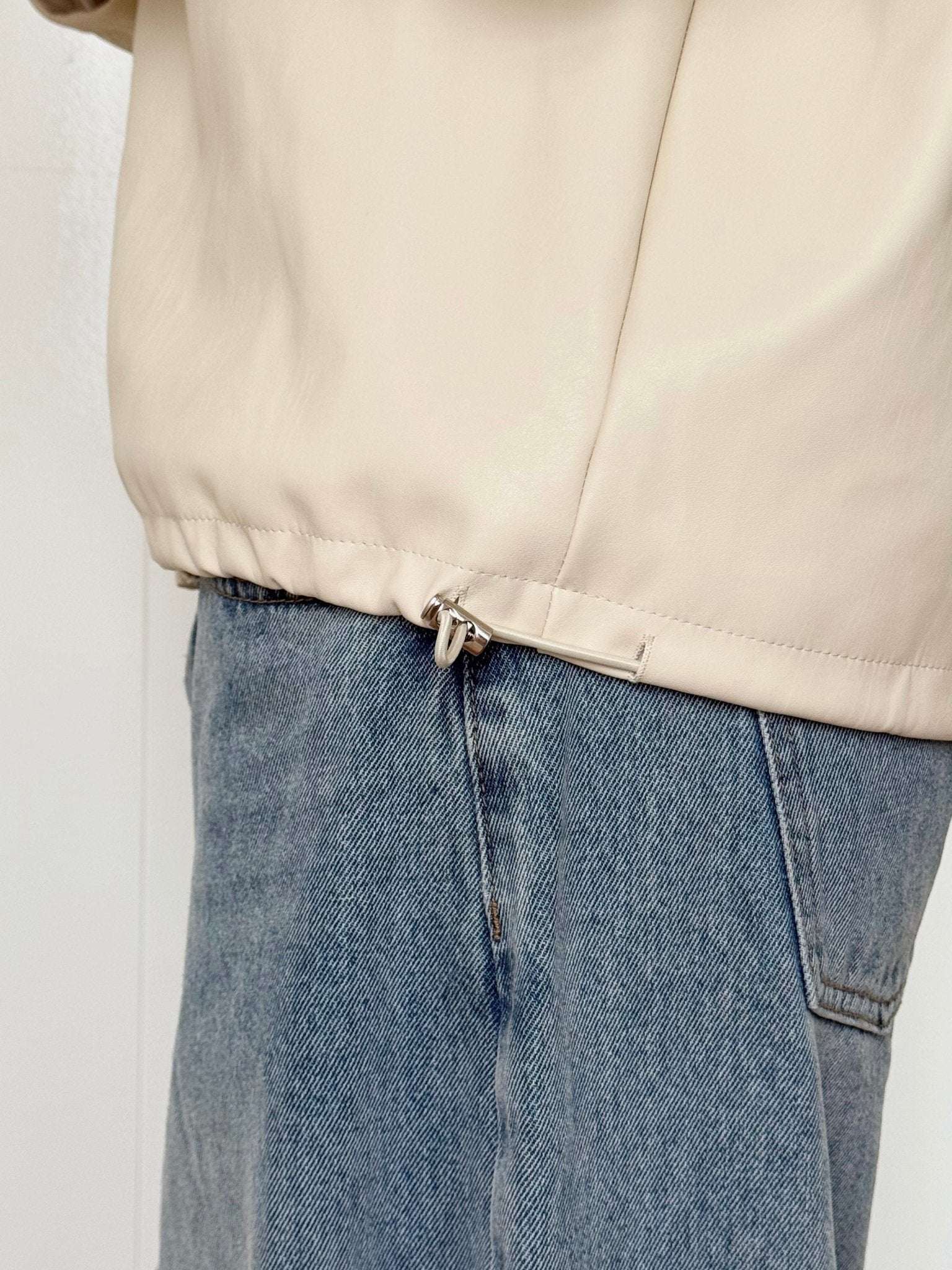 RUBI PU JACKET IN CREAM - Image 6